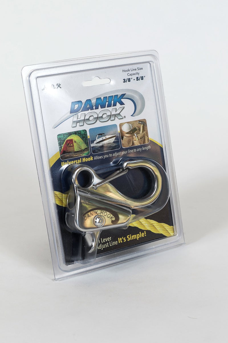 Danik Hook خطاف دانيك من الفولاذ المقاوم للصدأ (عبوة 2) - سهل الاستخدام، نظام ربط بدون عقدة - يتحمل 8,000 رطل مع إطلاق سريع. - Image 1